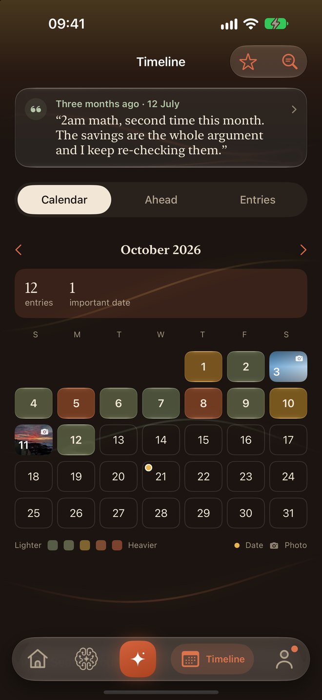 The calendar in dark mode